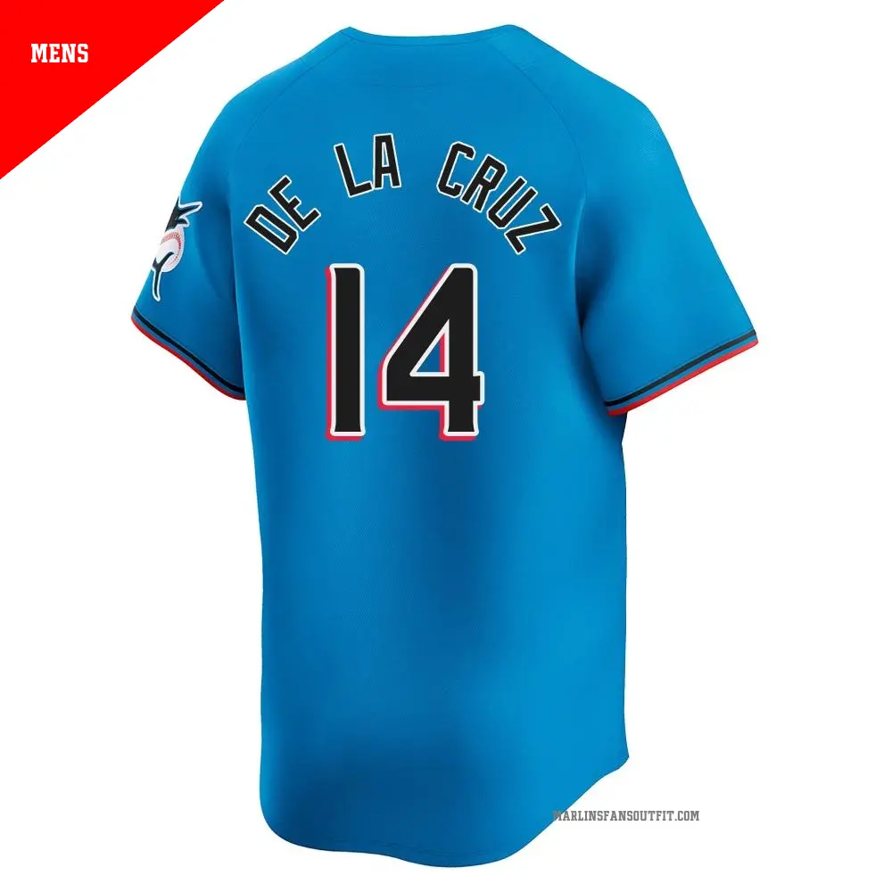 Men's #14 Bryan De La Cruz Miami Marlins Blue Limited