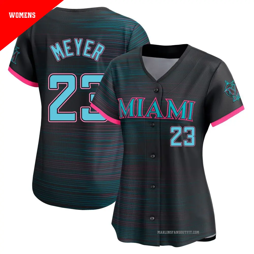 Women's #23 Max Meyer Miami Marlins Black Limited 2025 City